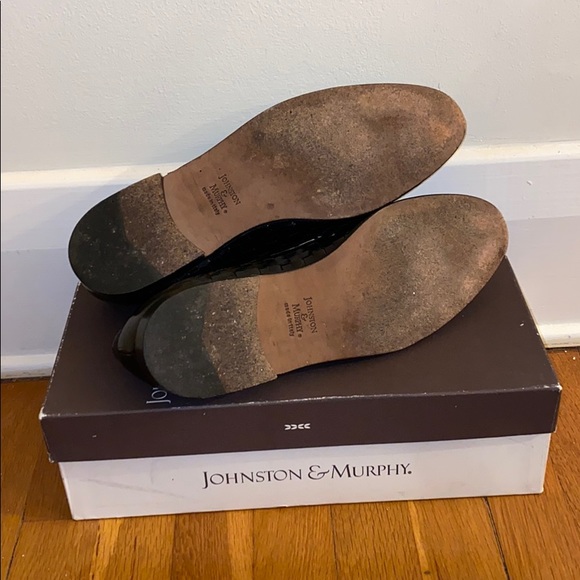 Johnston & Murphy Black Woven Leather Loafers - Picture 6 of 7